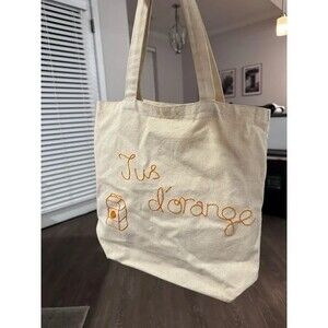 Hand embroidered tote bag jus d’orange orange juice tote bag